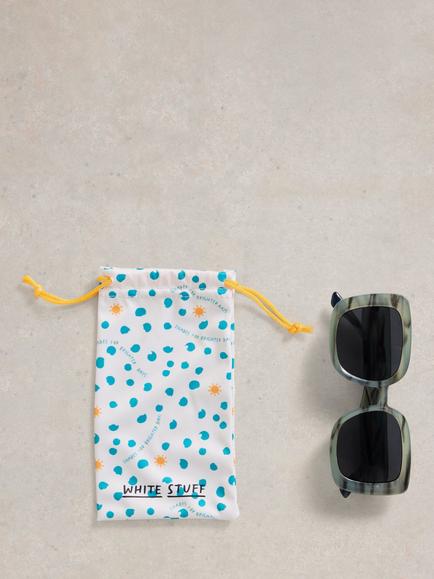 White Stuff Oversized Square Sunglasses, Blue Havana/Grey - view 2, Blue Havana/Grey