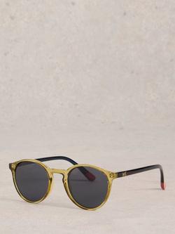 White Stuff Preppy Round Sunglasses, Khaki Grn, Khaki Grn