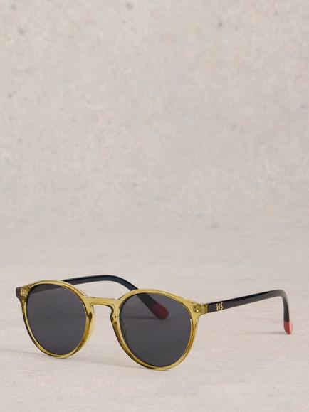 White Stuff Preppy Round Sunglasses, Khaki Grn, Khaki Grn