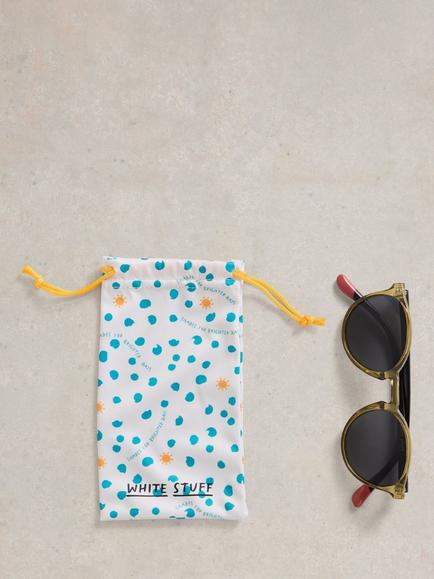 White Stuff Preppy Round Sunglasses, Khaki Grn - view 2, Khaki Grn