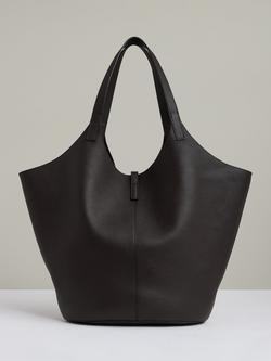 Reiss Lyra Leather & Suede Tote Bag, Chocolate - view 2, Chocolate