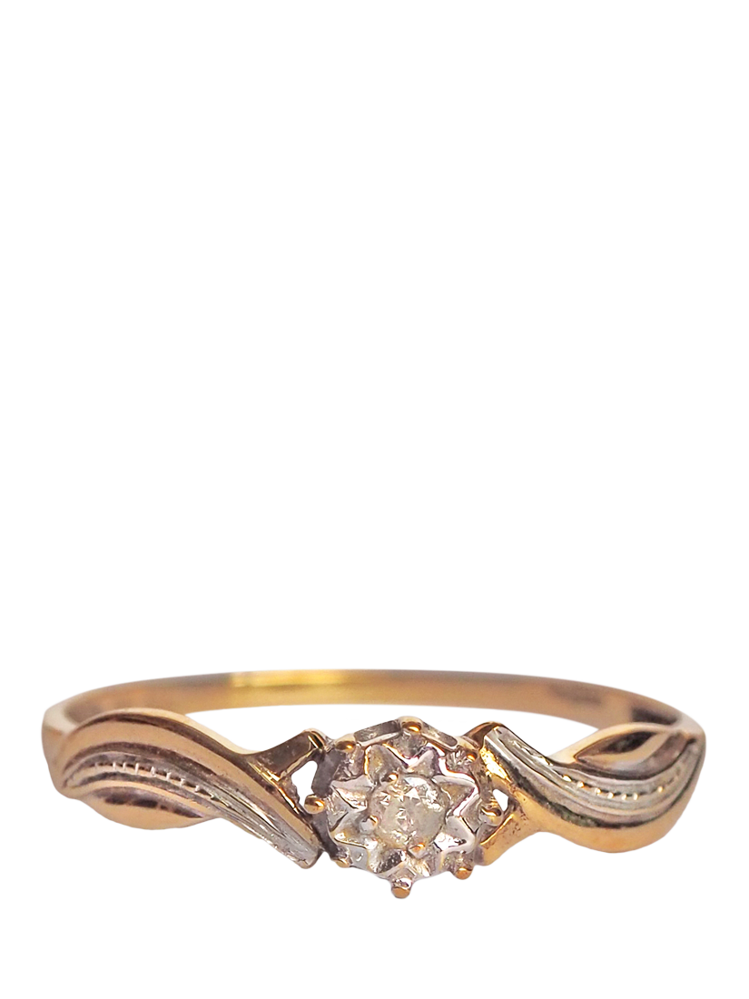 Product image 1 of 1, which shows L & T Heirlooms Pre-Loved 9ct Yellow and White Gold Twisted Diamond Ring