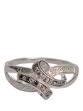 L & T Heirlooms Pre-Loved 9ct White Gold Black and White Diamond Crossover Ring