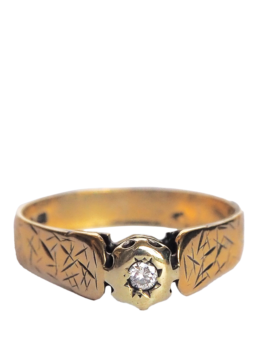 Product image 1 of 1, which shows L & T Heirlooms Pre-Loved 9ct Yellow Gold Solitaire Diamond Ring, Dated Circa 1983