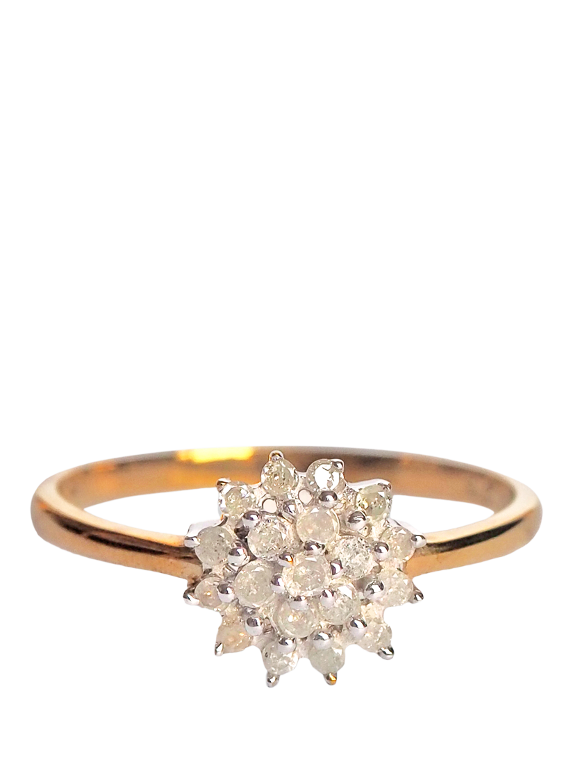 Product image 1 of 1, which shows L & T Heirlooms Pre-Loved 9ct Yellow Gold Diamond Cluster Ring, Yellow Gold