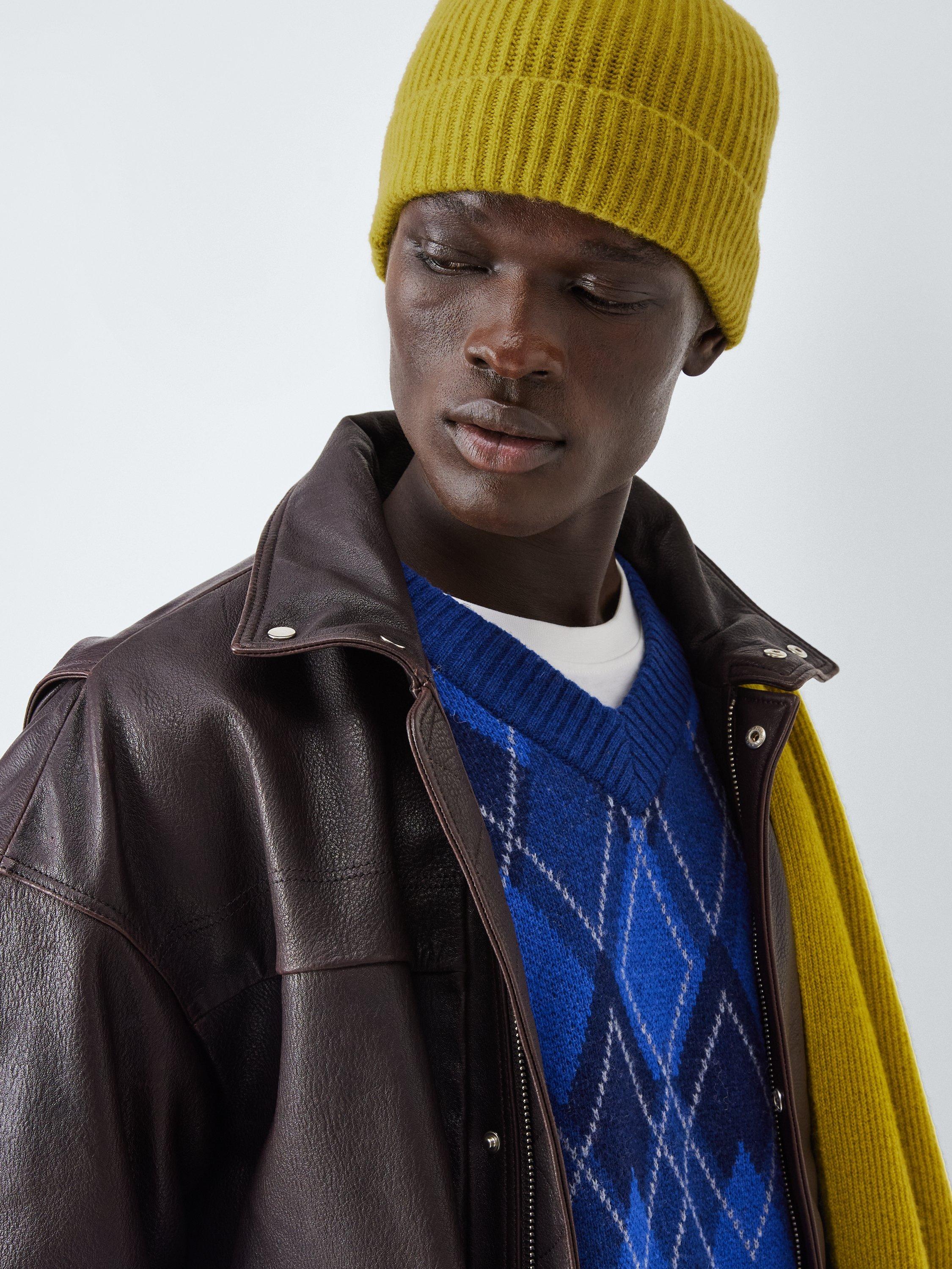 Product image 5 of 5, which shows John Lewis Ribbed Cashmere Beanie Hat, Avocado