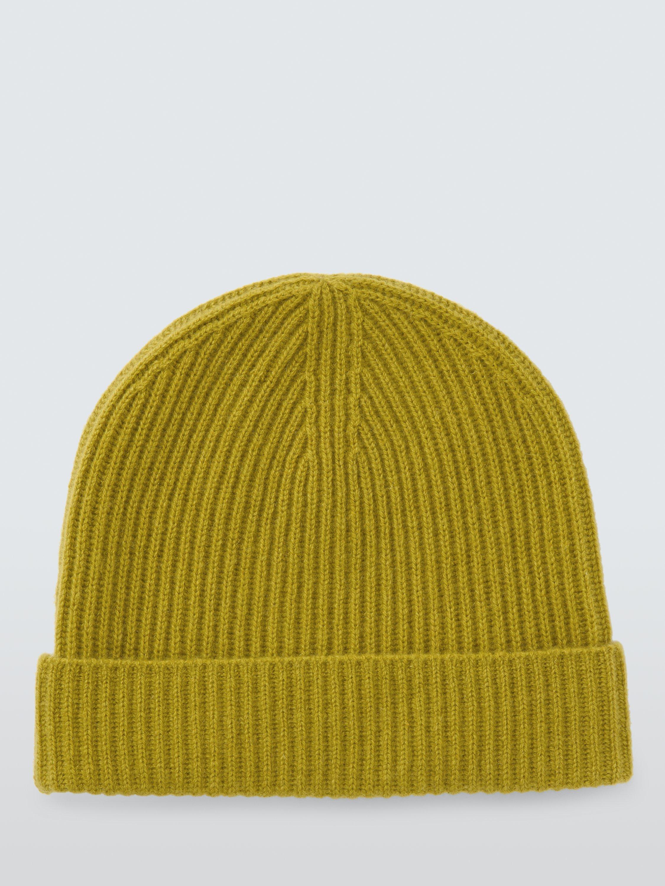 Product image 2 of 5, which shows John Lewis Ribbed Cashmere Beanie Hat, Avocado