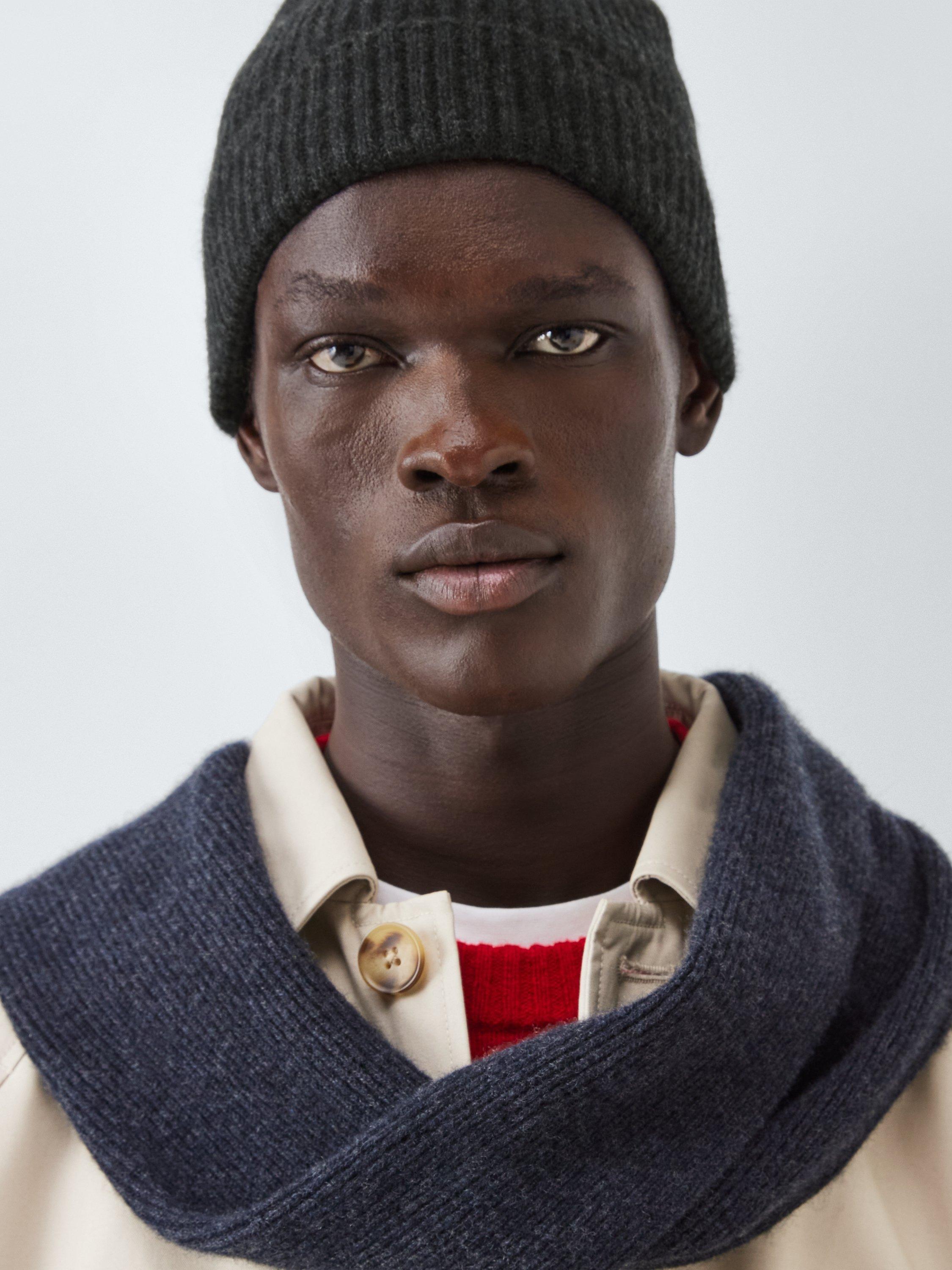 Product image 5 of 5, which shows John Lewis Ribbed Cashmere Beanie Hat, Charcoal
