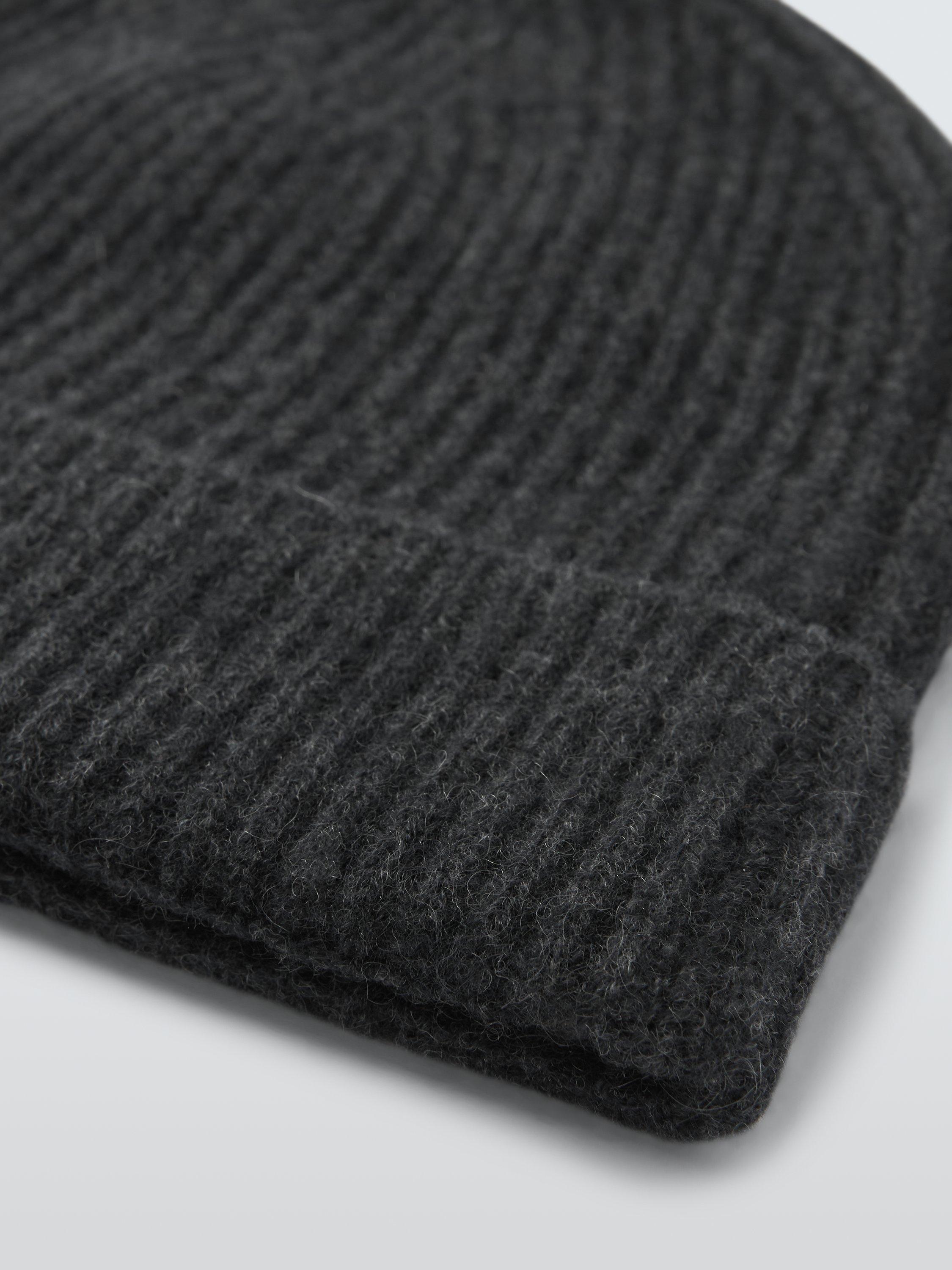 Product image 4 of 5, which shows John Lewis Ribbed Cashmere Beanie Hat, Charcoal