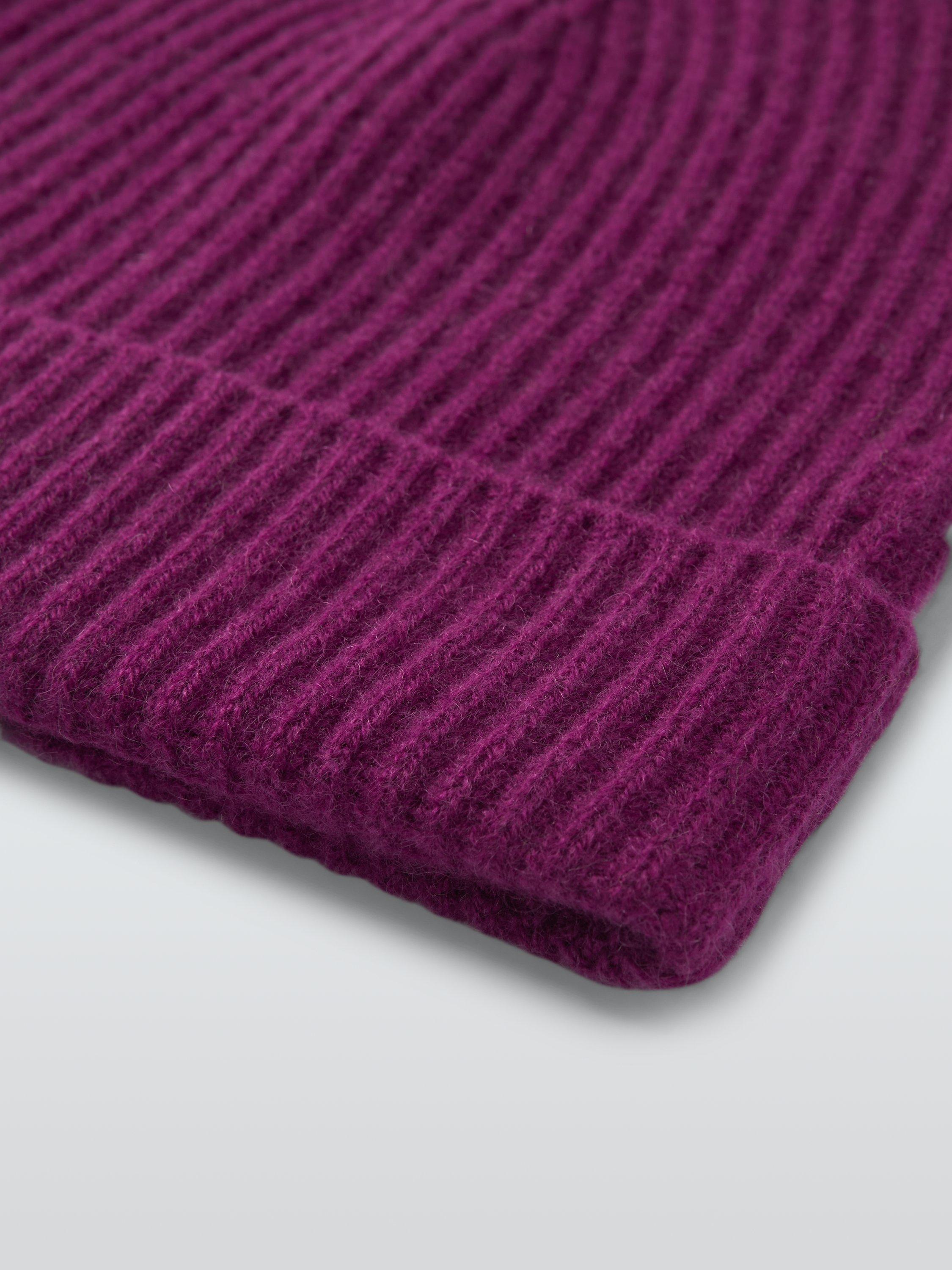 Product image 4 of 5, which shows John Lewis Ribbed Cashmere Beanie Hat, Deep Berry