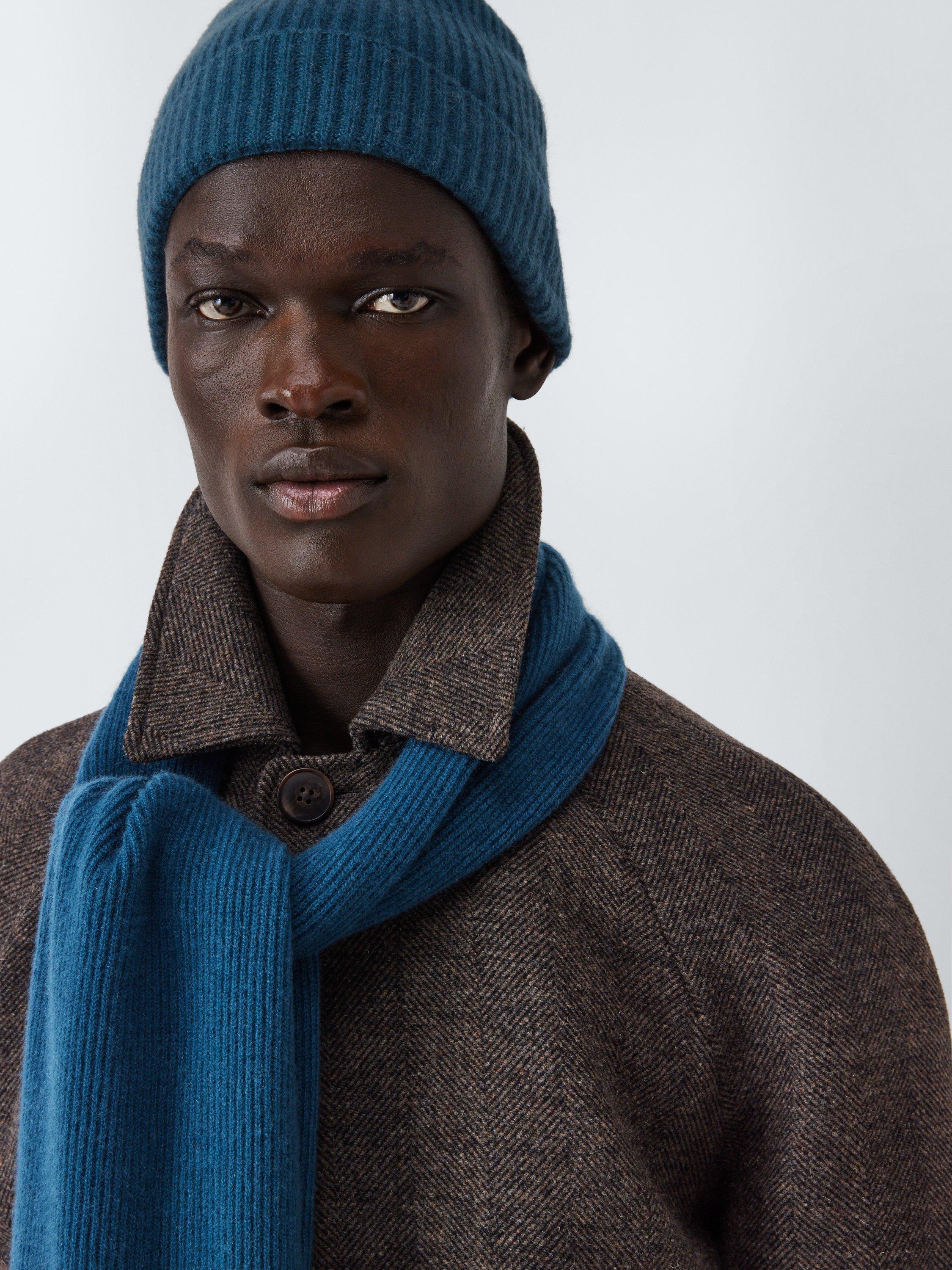 Product image 5 of 5, which shows John Lewis Ribbed Cashmere Beanie Hat, Indigo Blue