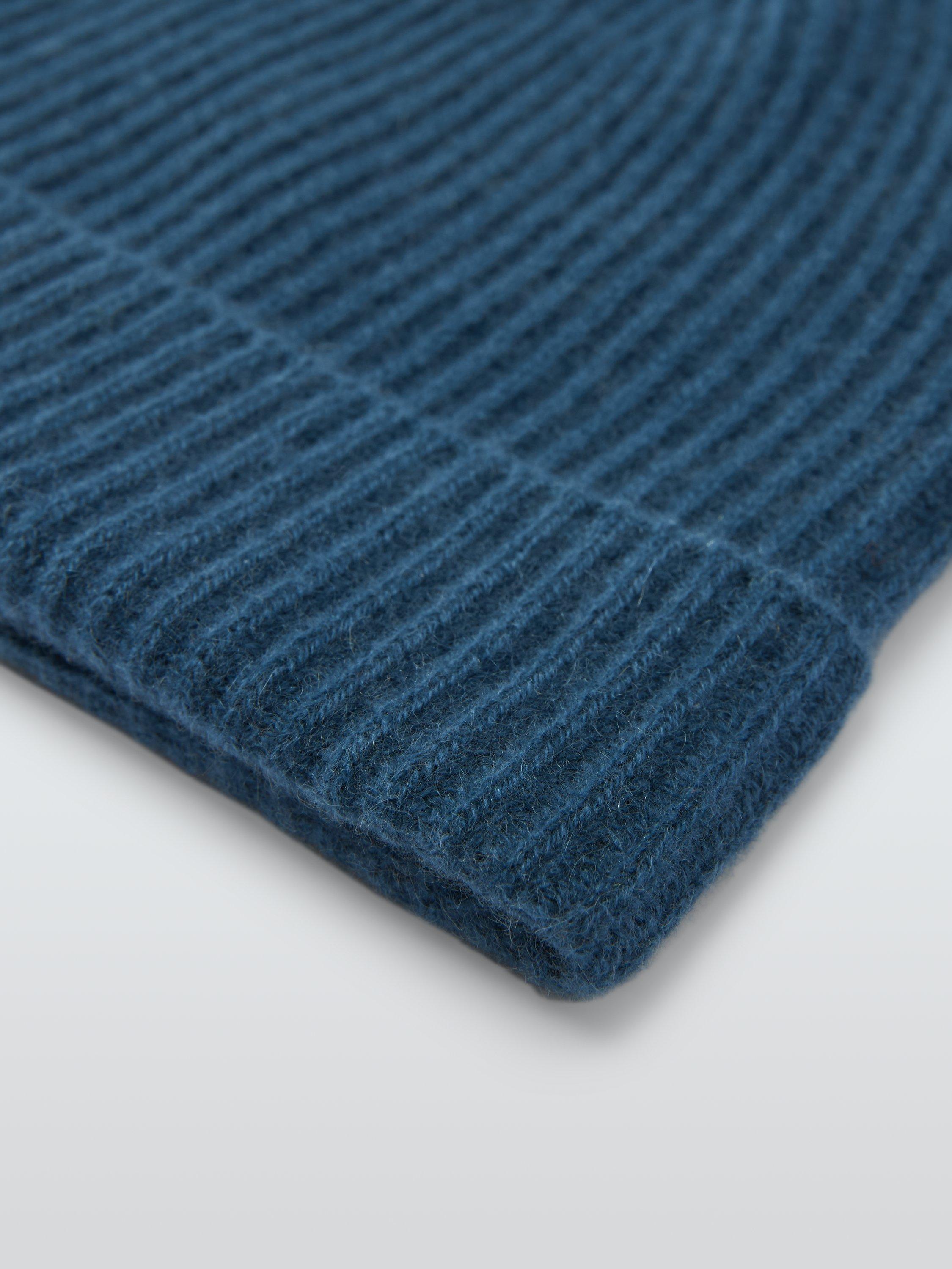 Product image 4 of 5, which shows John Lewis Ribbed Cashmere Beanie Hat, Indigo Blue
