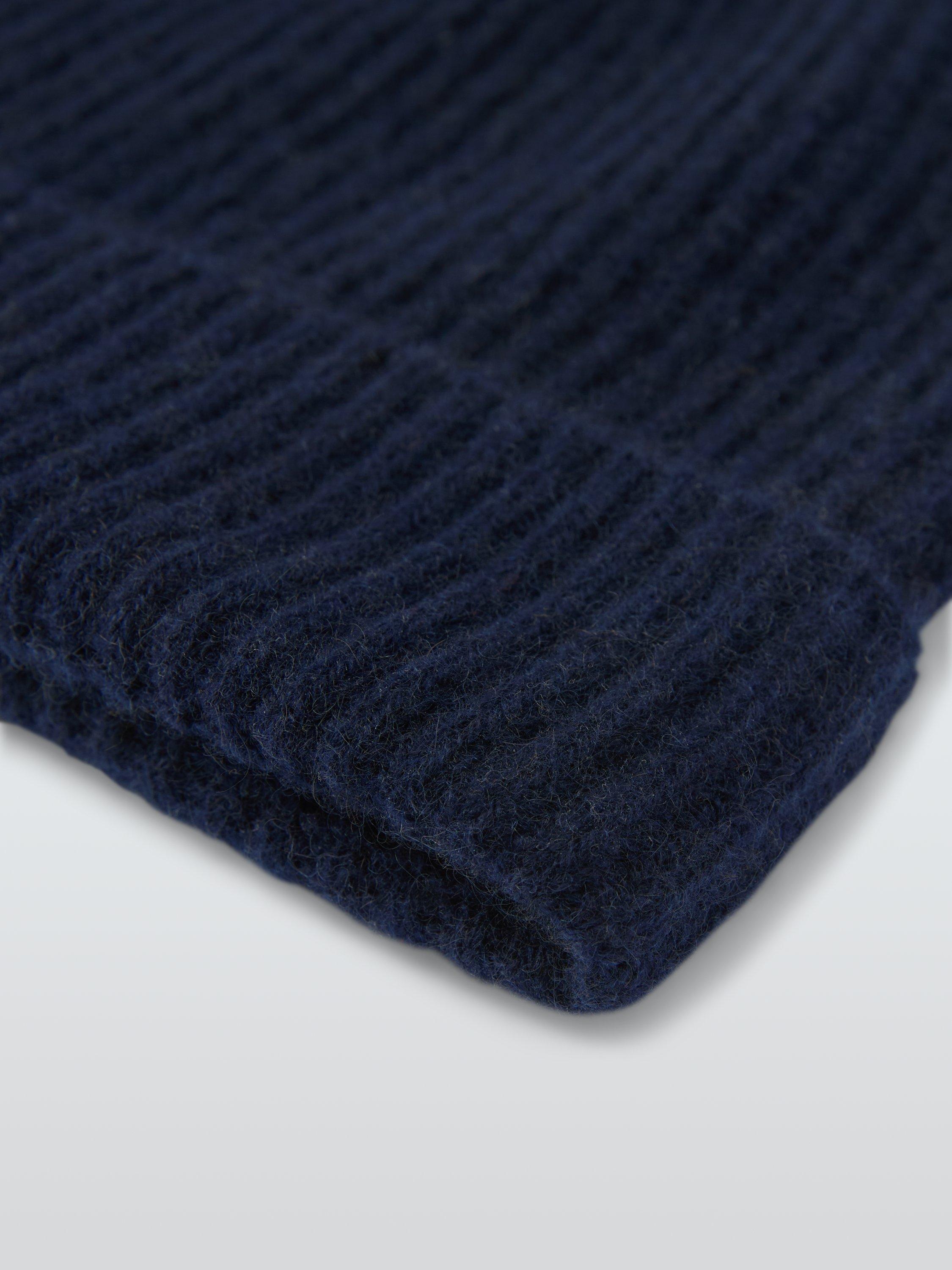 Product image 4 of 4, which shows John Lewis Ribbed Cashmere Beanie Hat, Navy