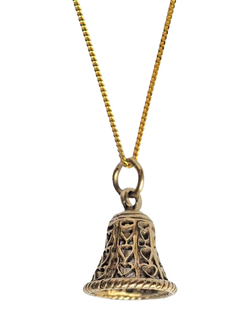 L & T Heirlooms Pre-Loved Gold Plated Silver Bell Pendant Necklace, Yellow Gold