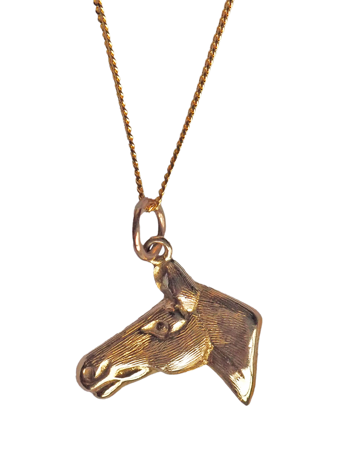 Product image 1 of 1, which shows L & T Heirlooms Pre-Loved 9ct Yellow Gold Horse Head Pendant Necklace, Dated Circa 1983