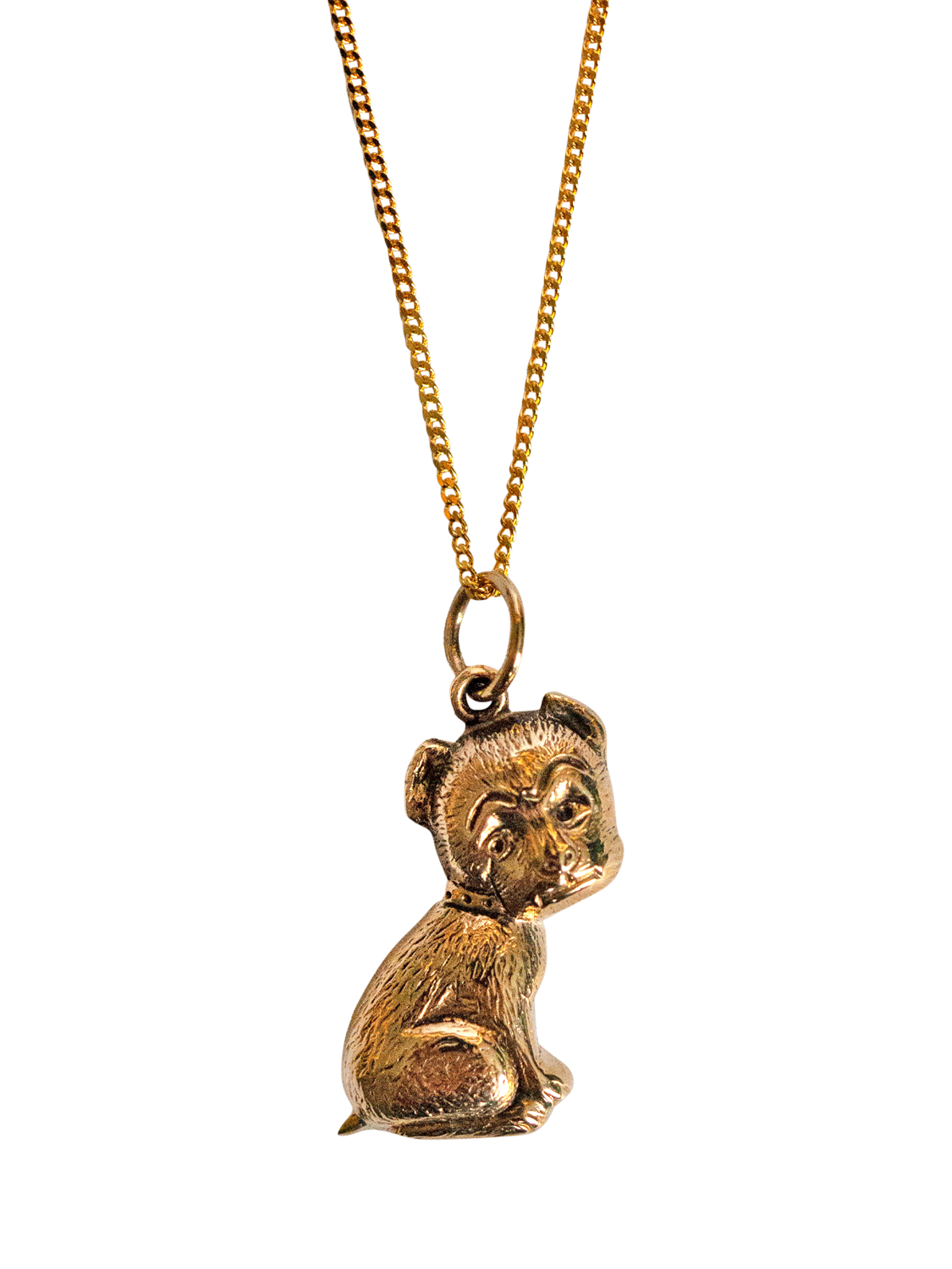 Product image 1 of 1, which shows L & T Heirlooms Pre-Loved 9ct Yellow Gold Puppy Pendant Necklace, Dated Circa 1967