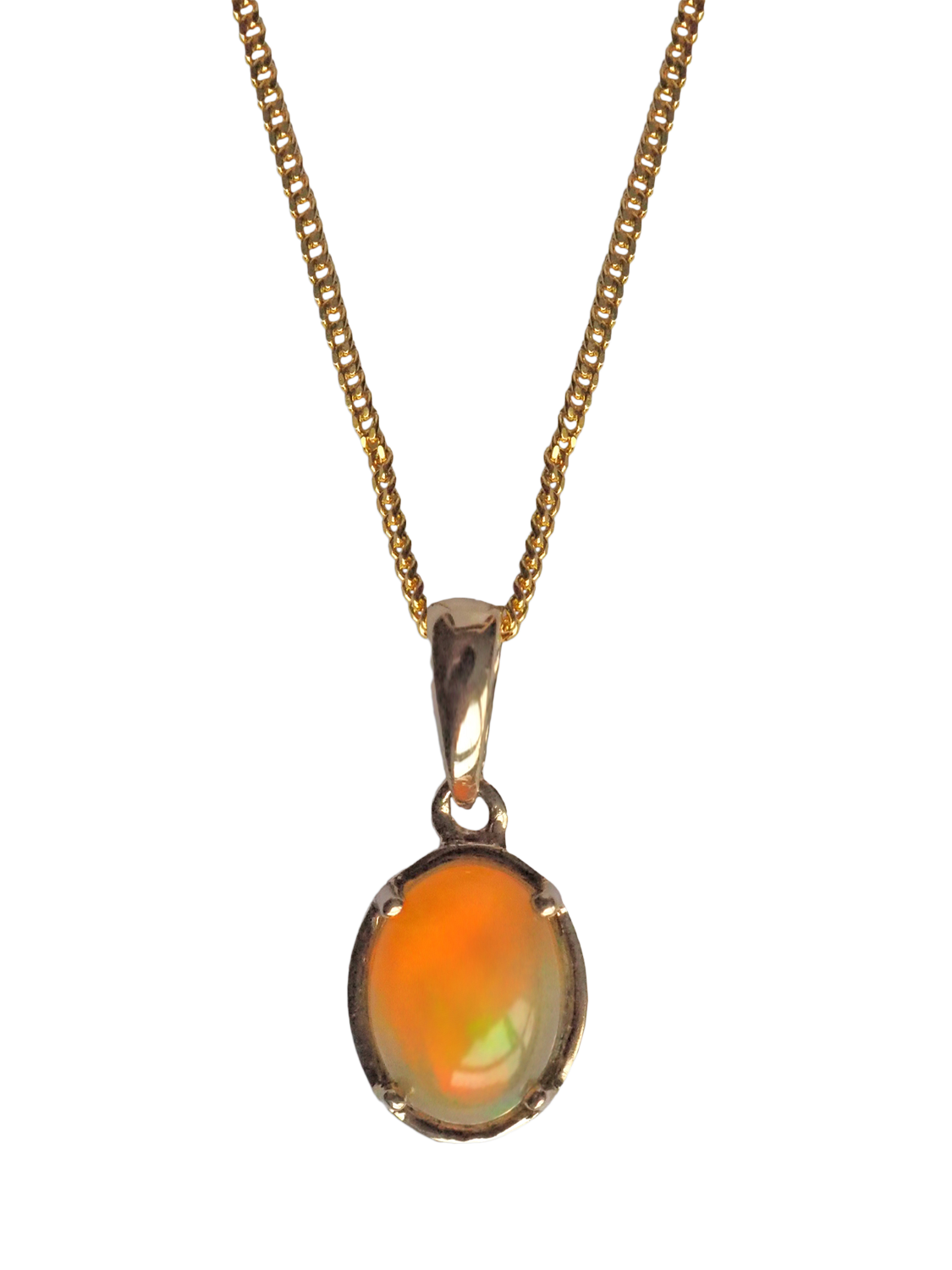 Product image 1 of 1, which shows L & T Heirlooms Pre-Loved 9ct Yellow Gold Oval Opal Pendant Necklace