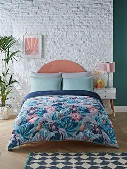 Night Lark Pastel Palms Coverless Duvet & Pillowcase Set, 6 Tog, Multicolour