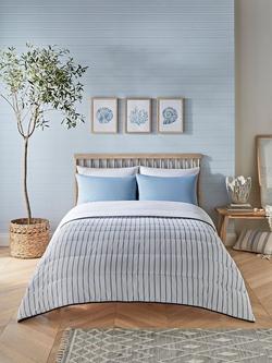 Night Lark Ticking Stripe Coverless Duvet & Pillowcase Set, 6 Tog, Multicolour