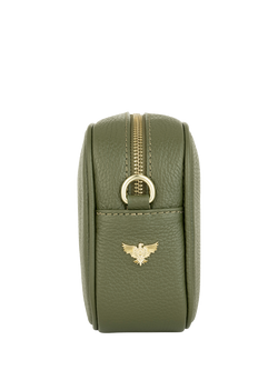 Apatchy London Tassel Chevron Strap Leather Cross Body Bag, Olive - view 2, Olive