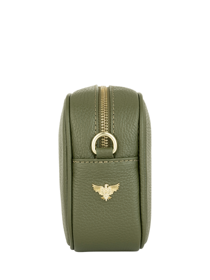 Apatchy London Tassel Chevron Strap Leather Cross Body Bag, Olive - view 2, Olive
