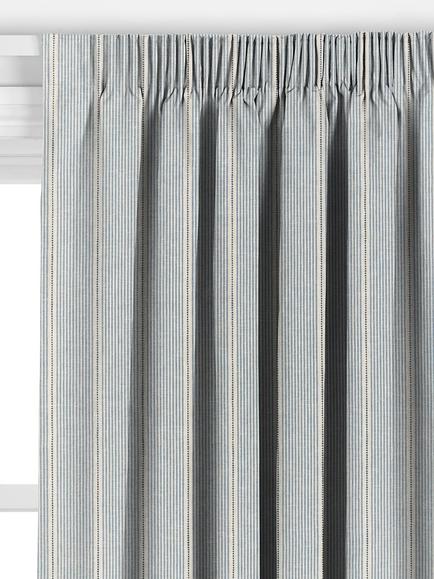 John Lewis Rustic Fine Stripe Made to Measure Curtains or Roman Blind, Lake Blue - view 2, Lake Blue