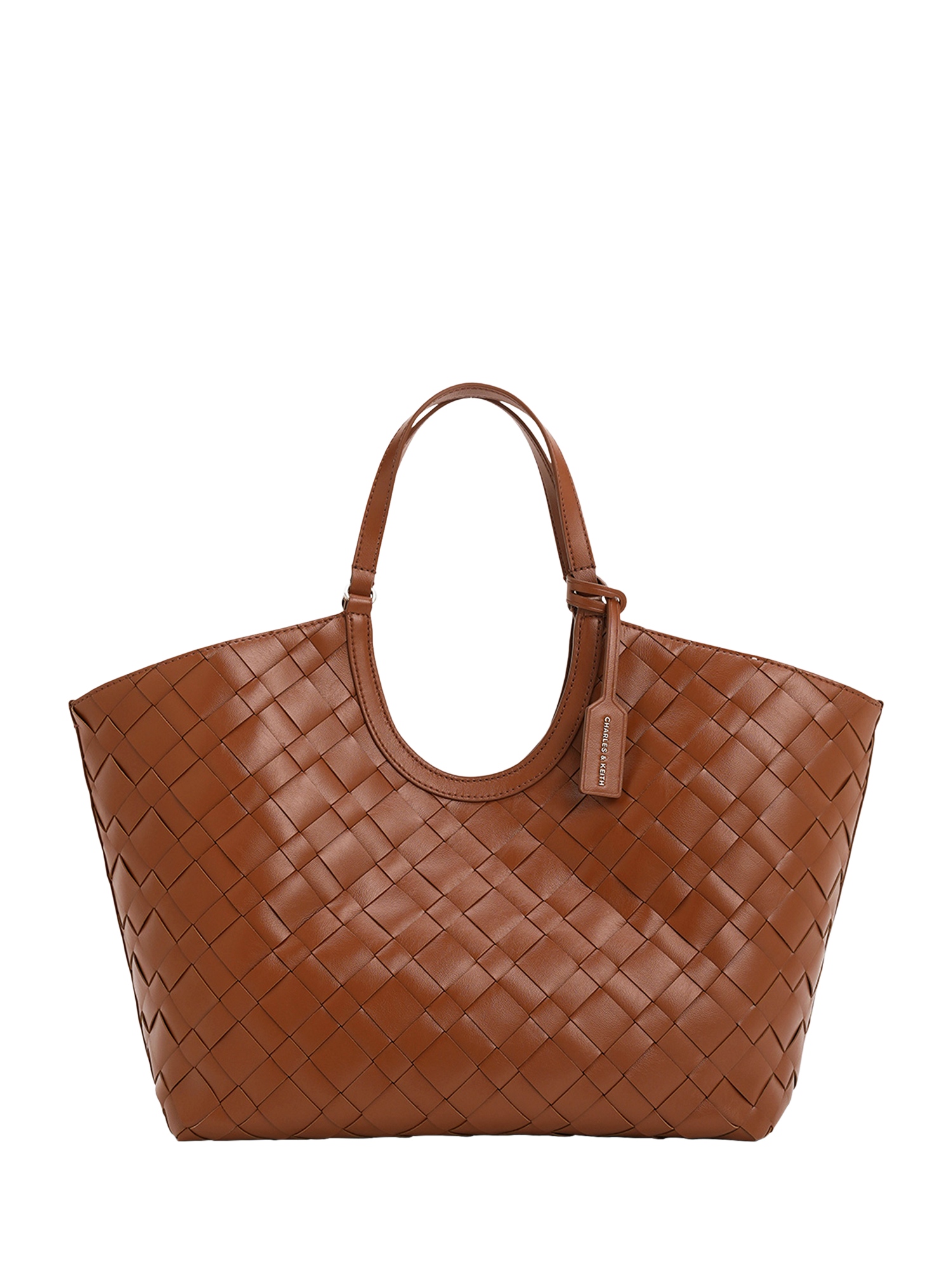 Product image 1 of 5, which shows CHARLES & KEITH Ivette Woven Tote Bag, Brown
