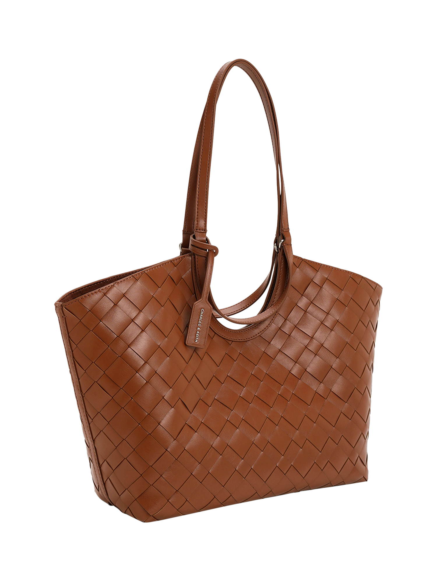 Product image 2 of 5, which shows CHARLES & KEITH Ivette Woven Tote Bag, Brown