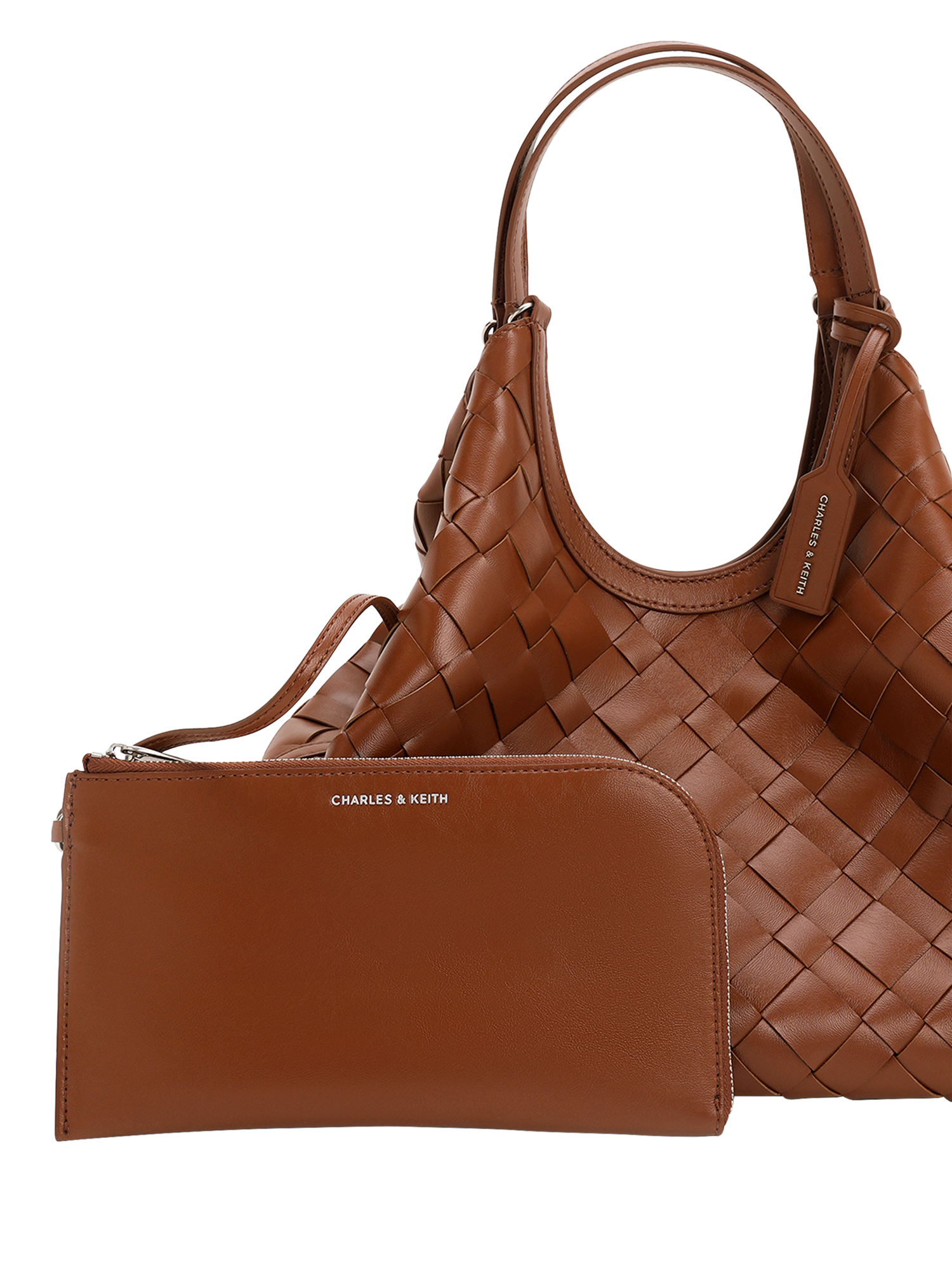 Product image 4 of 5, which shows CHARLES & KEITH Ivette Woven Tote Bag, Brown