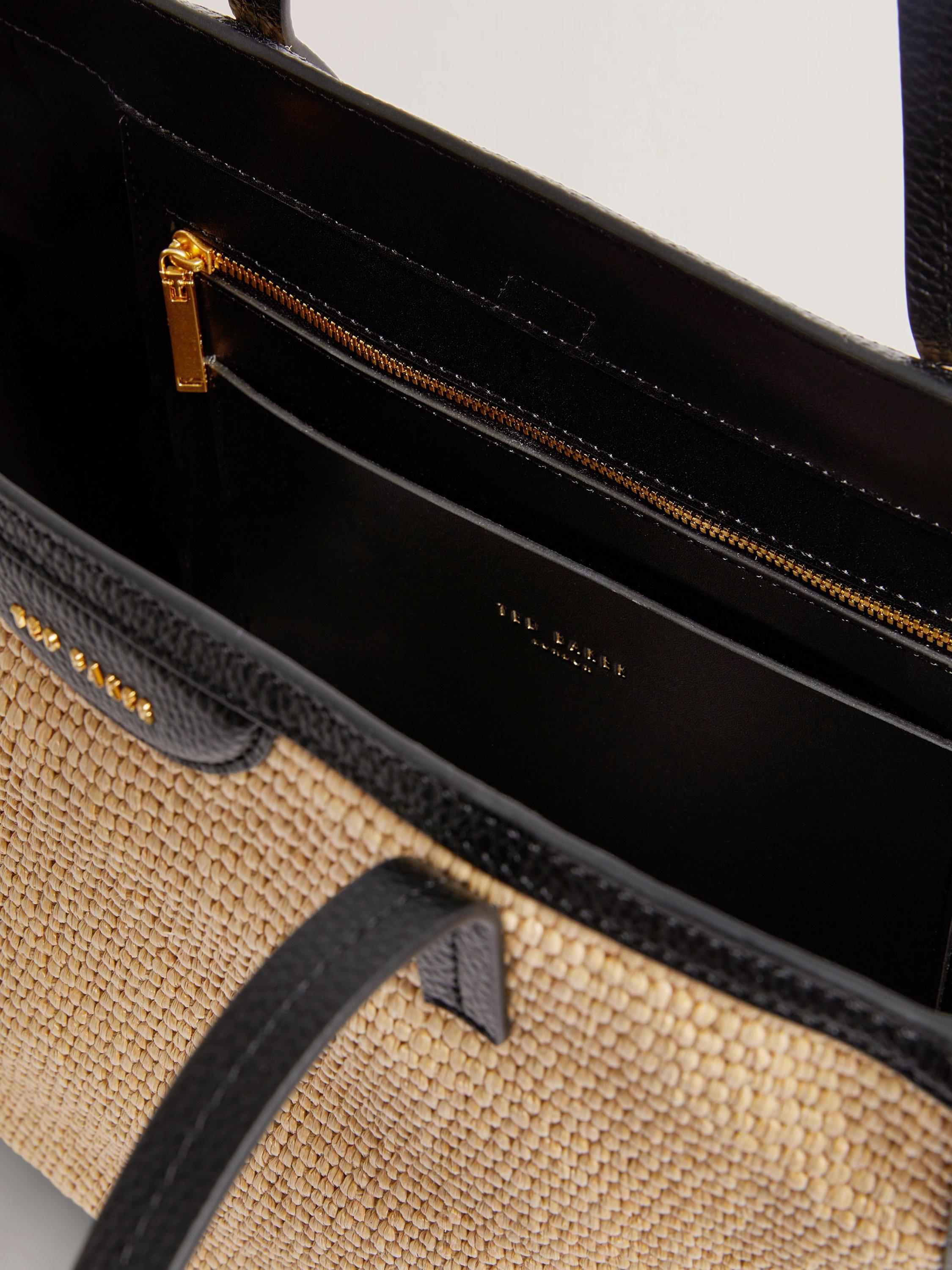 Product image 3 of 4, which shows Ted Baker Barni Faux Raffia Large Shopper Bag, Black