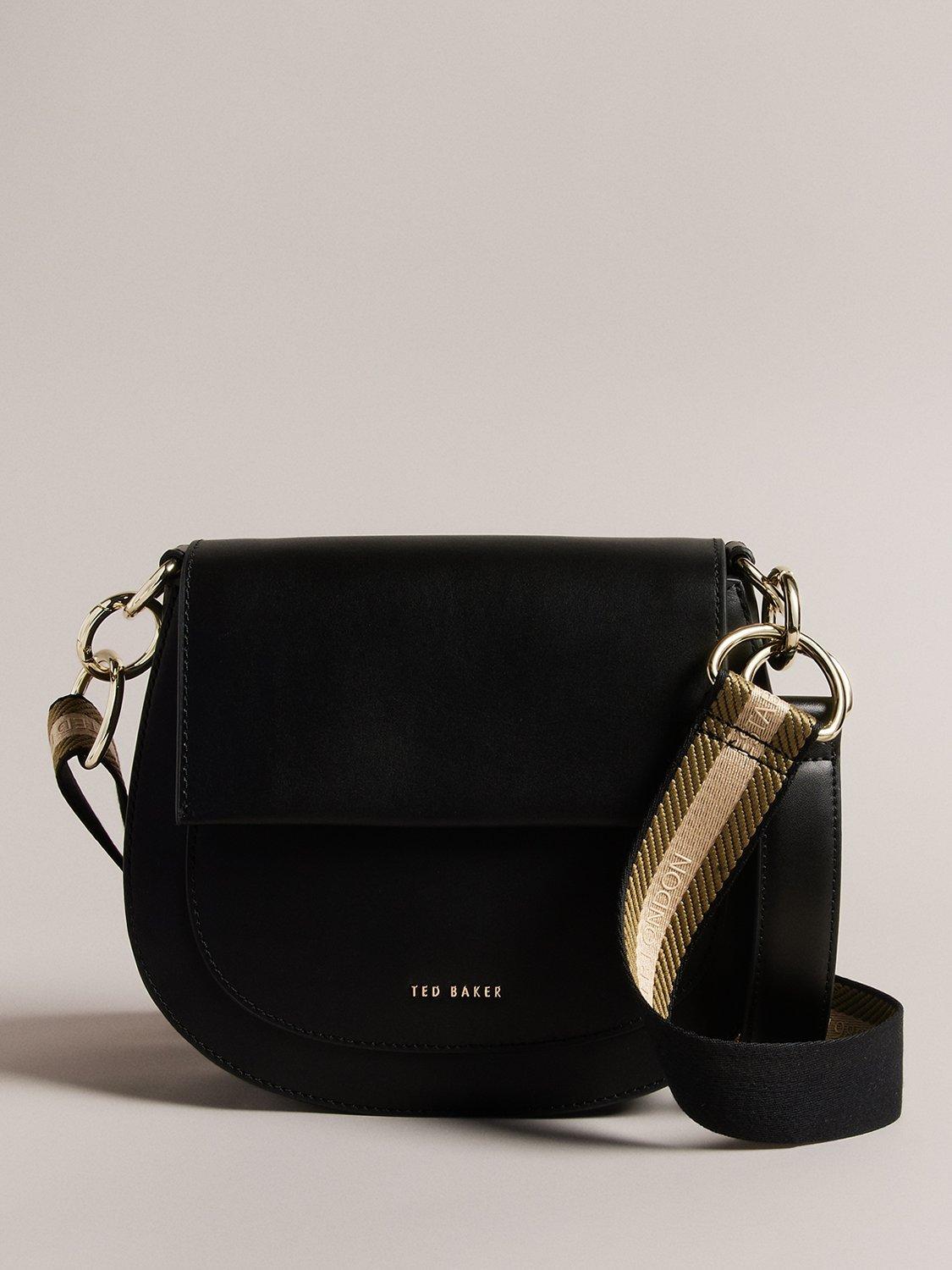 Product image 1 of 4, which shows Ted Baker Darcell Leather Webbing Cross Body Satchel Bag, Black