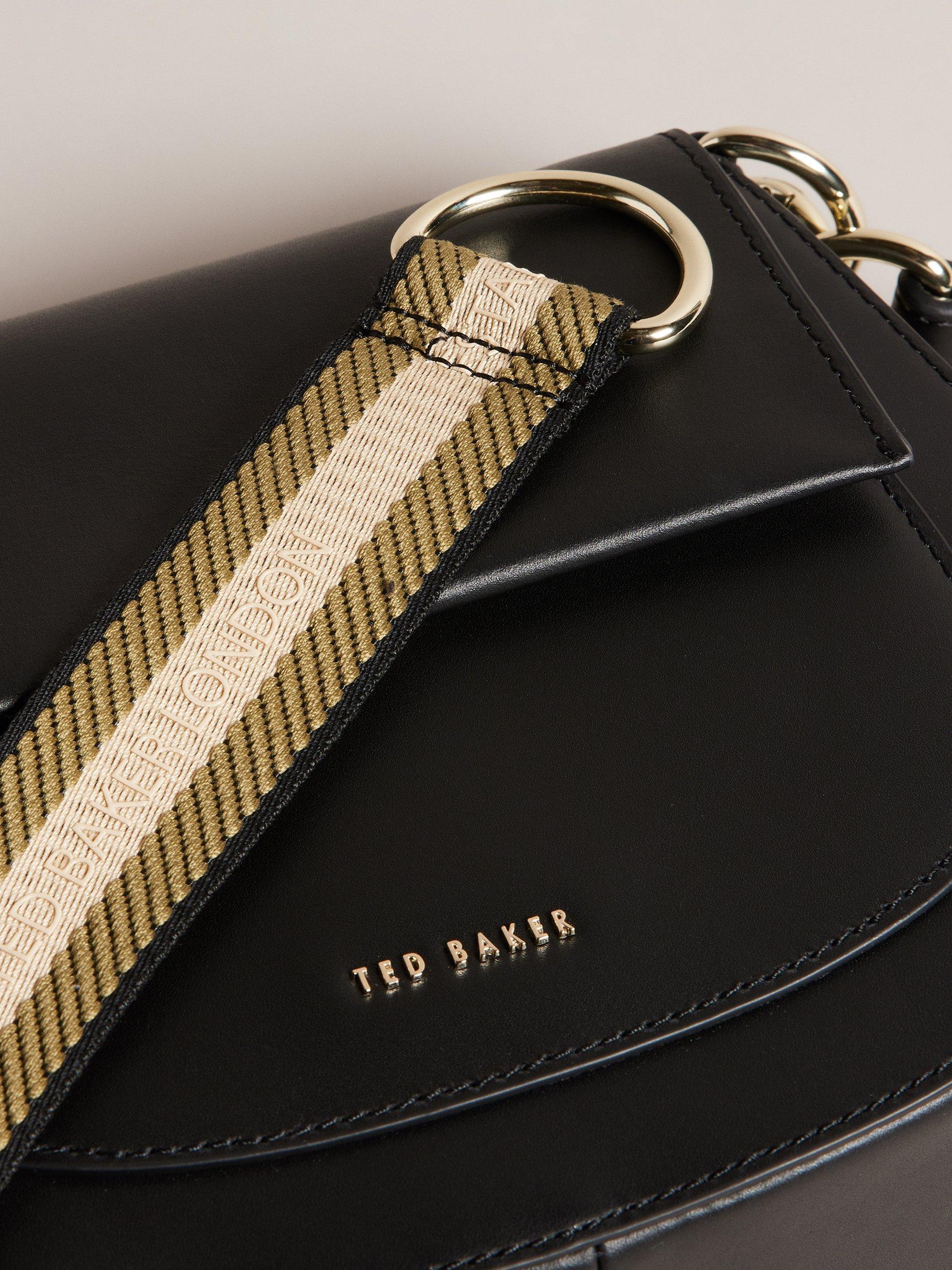 Product image 3 of 4, which shows Ted Baker Darcell Leather Webbing Cross Body Satchel Bag, Black