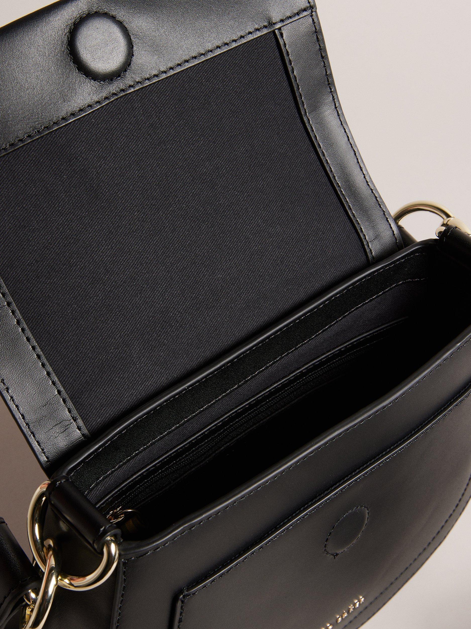 Product image 4 of 4, which shows Ted Baker Darcell Leather Webbing Cross Body Satchel Bag, Black