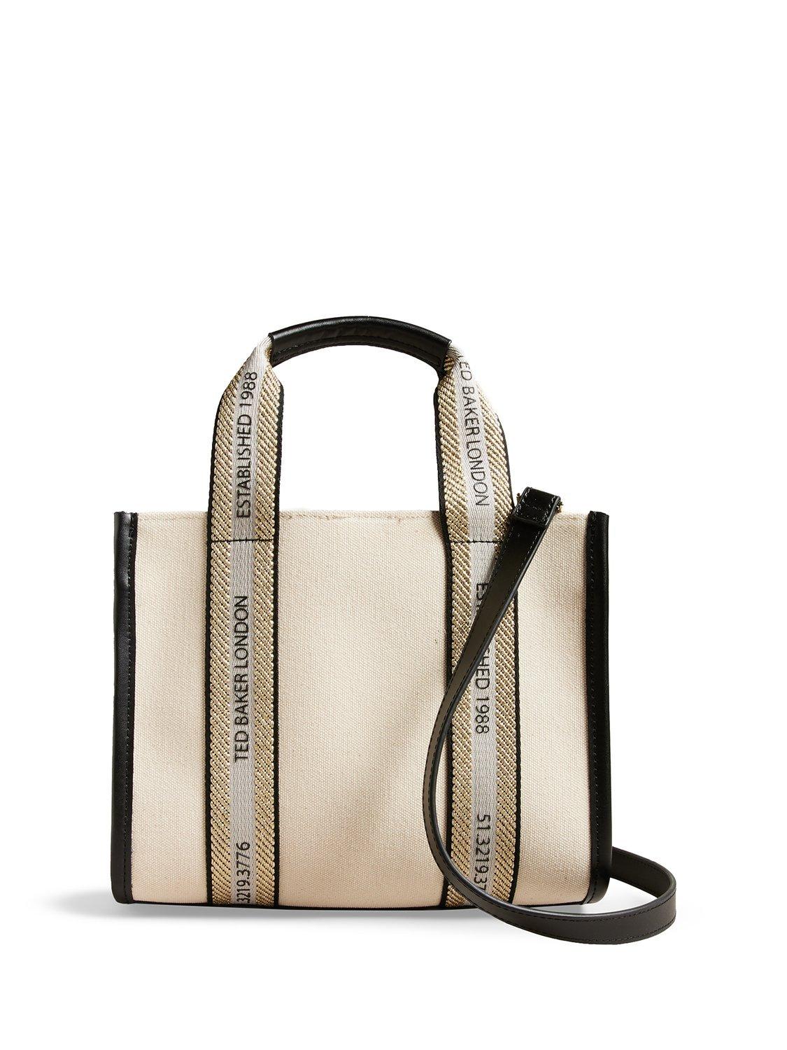 Ted Baker Georjea Branded Webbing Canvas Small Tote Bag, White