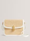Ted Baker Kkassia Twist Lock Detail Large Raffia Crossbody Bag, Ecru