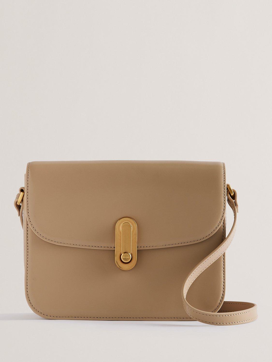 Product image 1 of 5, which shows Ted Baker Kkayli Polished Leather Satchel Bag, Taupe