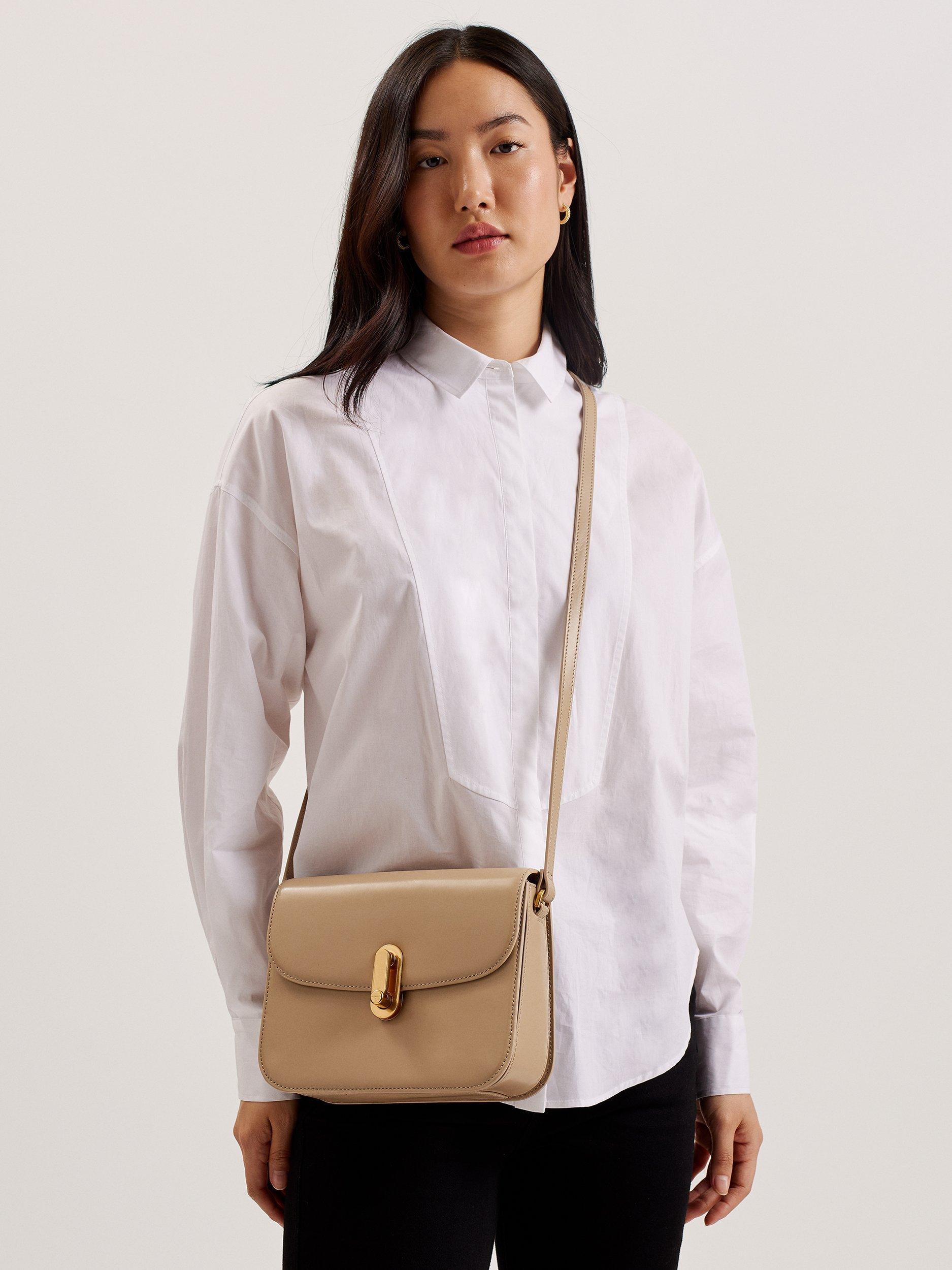 Product image 5 of 5, which shows Ted Baker Kkayli Polished Leather Satchel Bag, Taupe