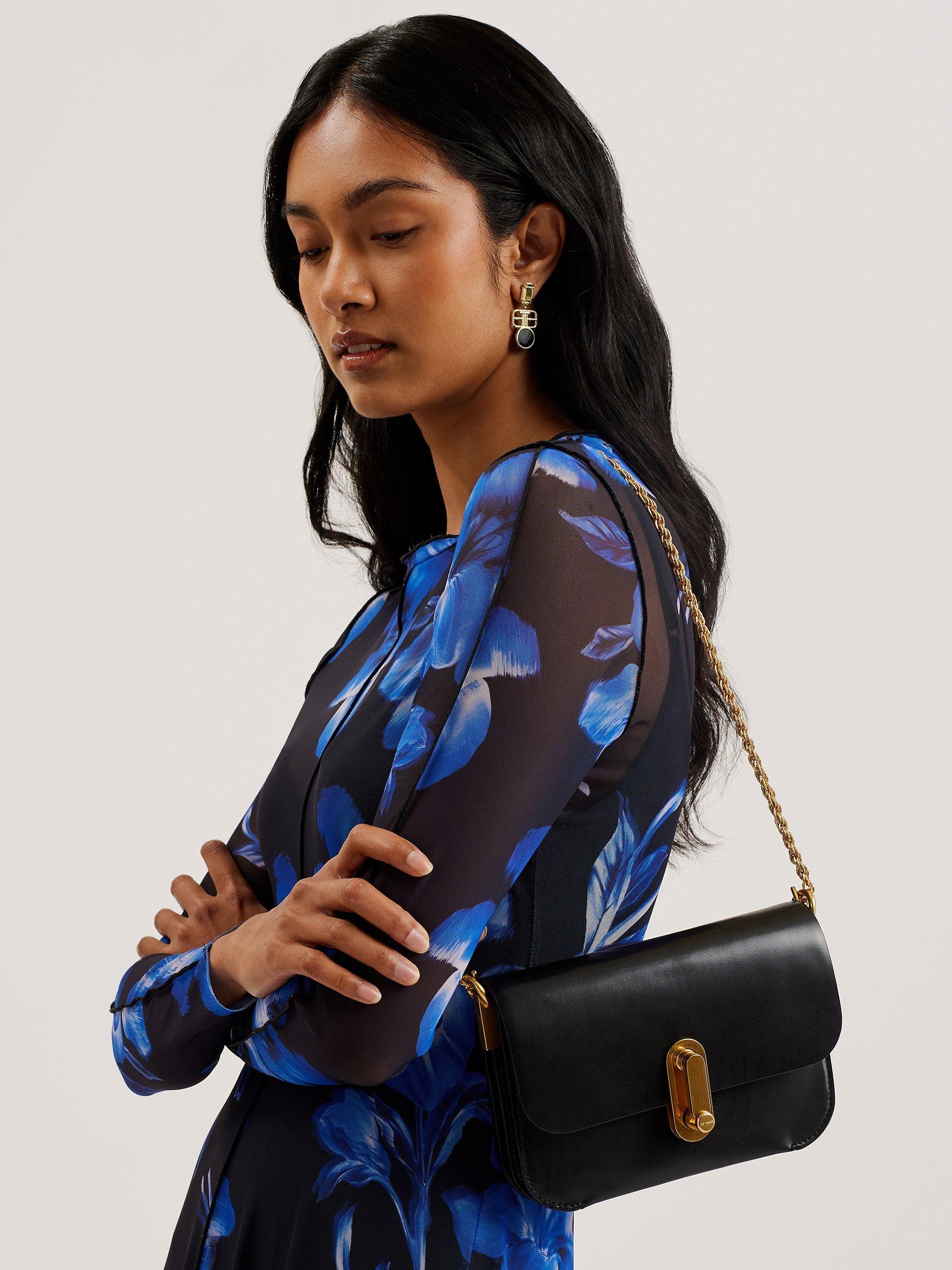 Product image 1 of 5, which shows Ted Baker Kkaysa Polished Leather Small Cross Body Bag, Black