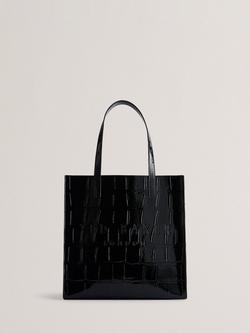 Ted Baker Crocon Croc Effect Large Icon Tote Bag, Black