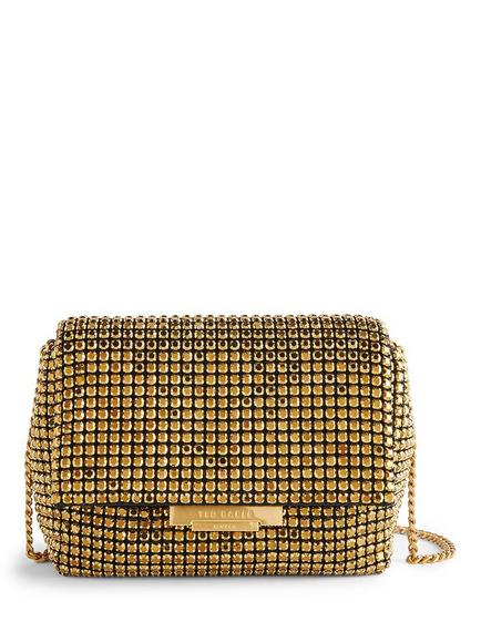 Ted Baker Gliters Crystal Embellished Clutch Bag, Gold