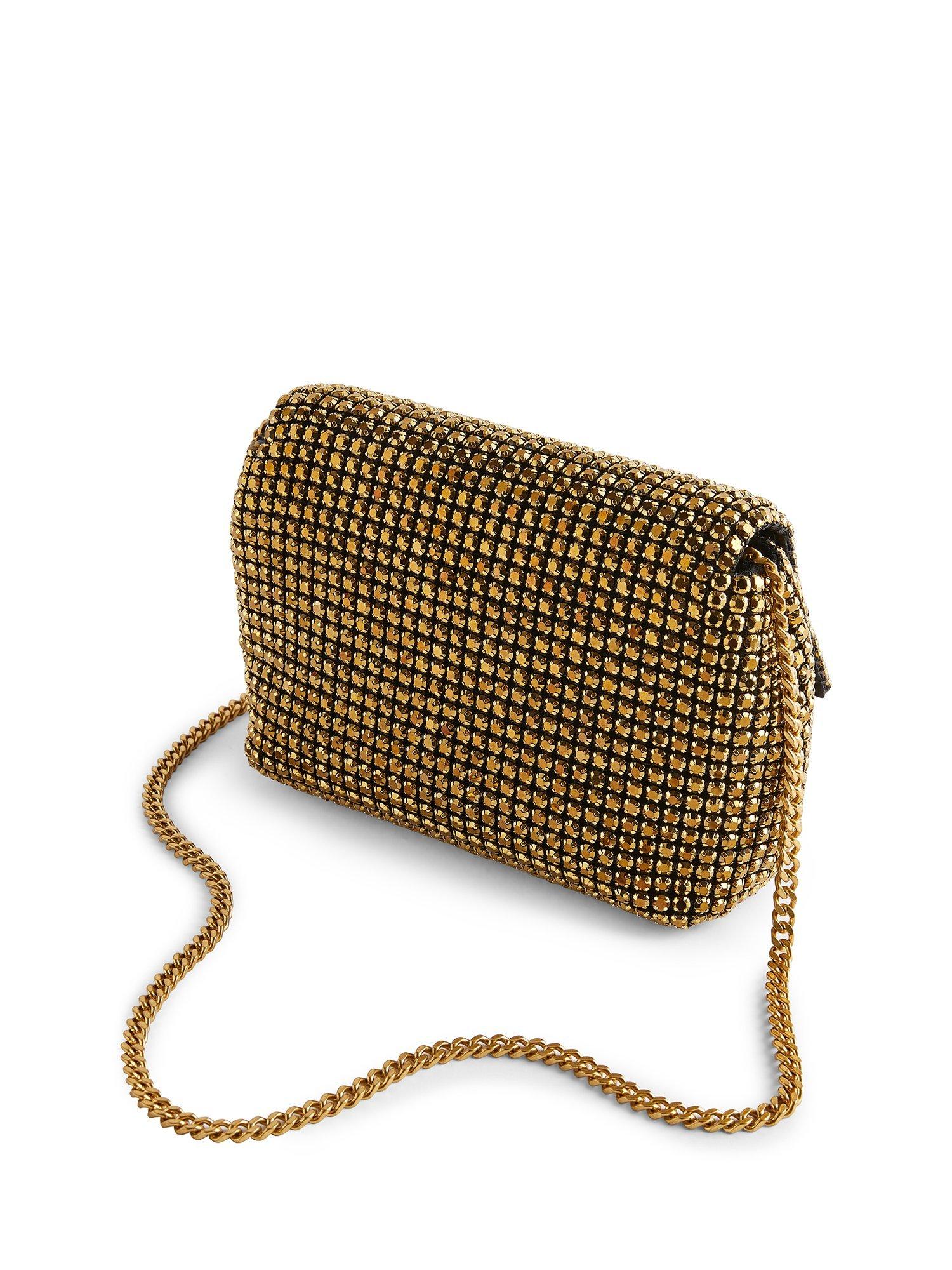 Product image 2 of 7, which shows Ted Baker Gliters Crystal Embellished Clutch Bag, Gold