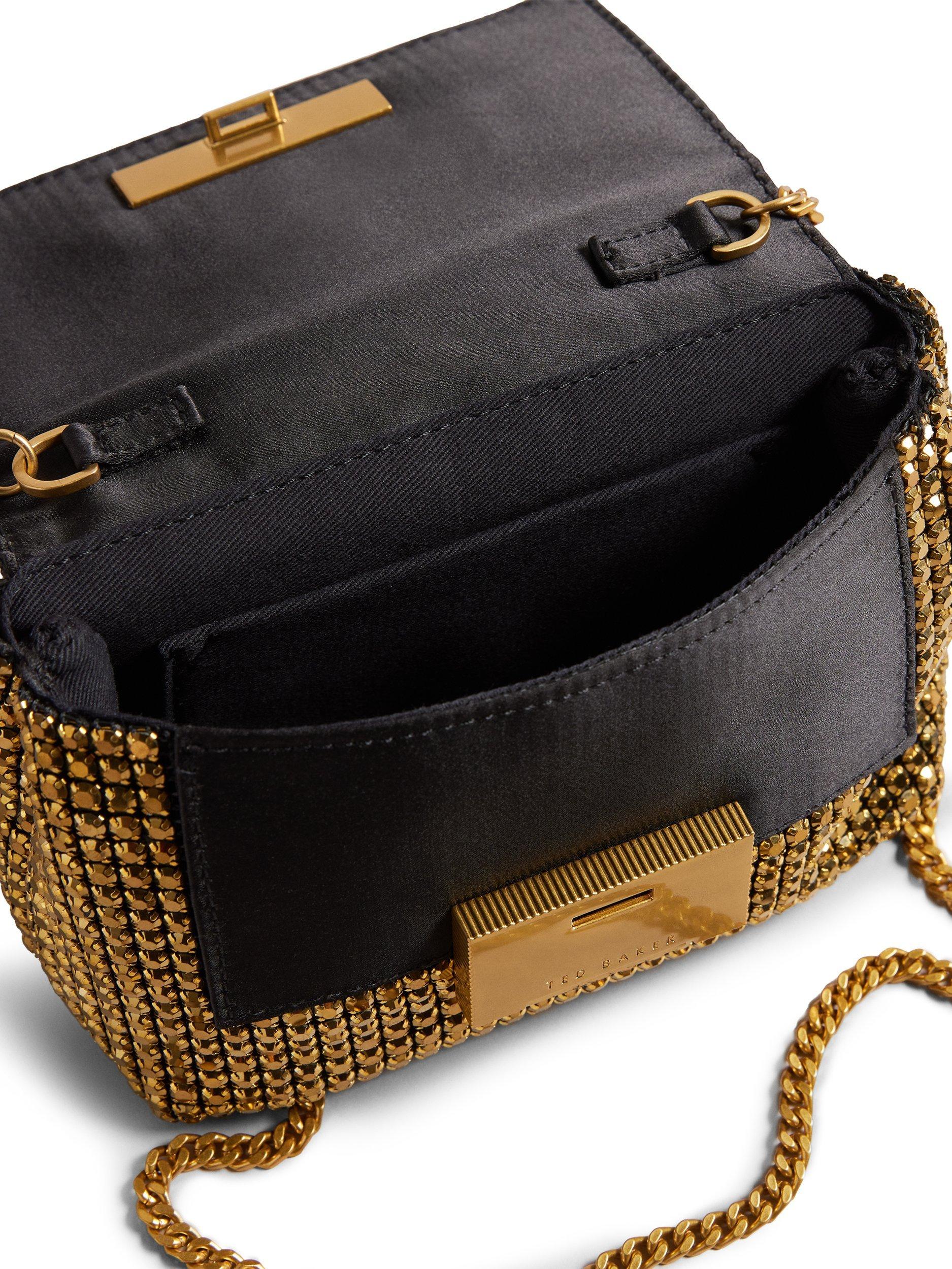 Product image 3 of 7, which shows Ted Baker Gliters Crystal Embellished Clutch Bag, Gold
