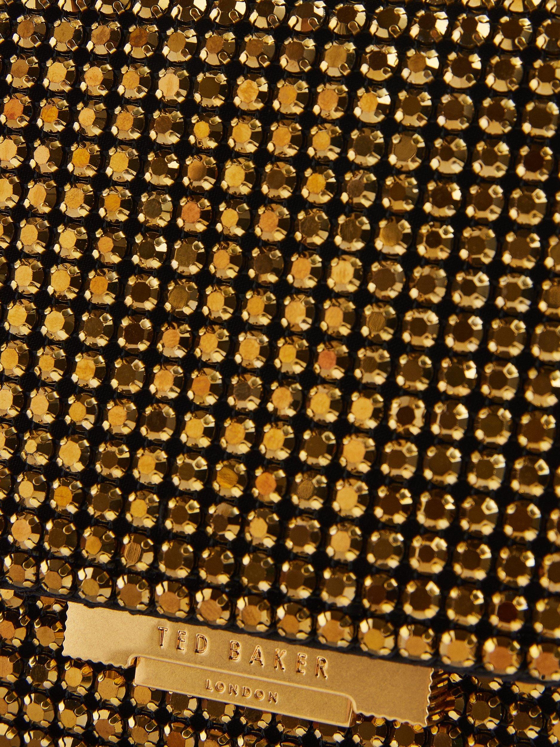 Product image 4 of 7, which shows Ted Baker Gliters Crystal Embellished Clutch Bag, Gold
