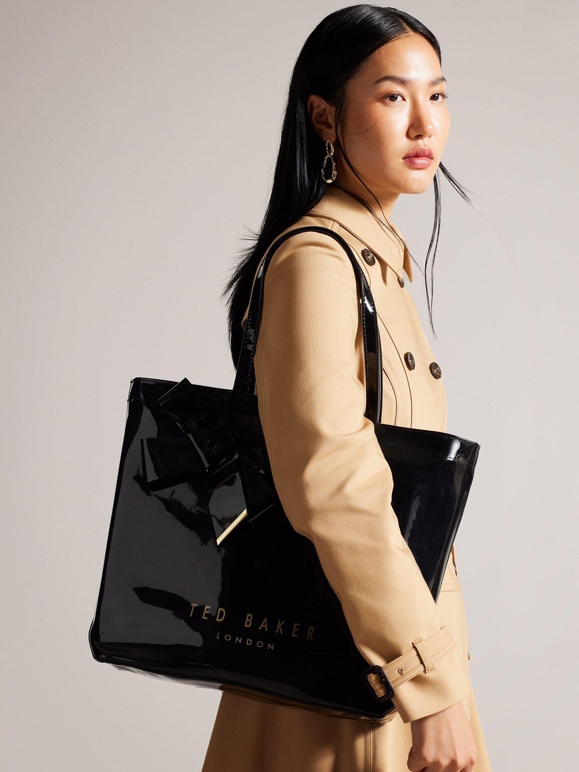 Product image 4 of 4, which shows Ted Baker Nicon Vinyl Bow Icon Large Tote Bag, Black
