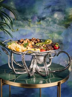 Culinary Concepts Nickel-Plated Octopus Stand and Aluminium Shell Platter - view 2, 