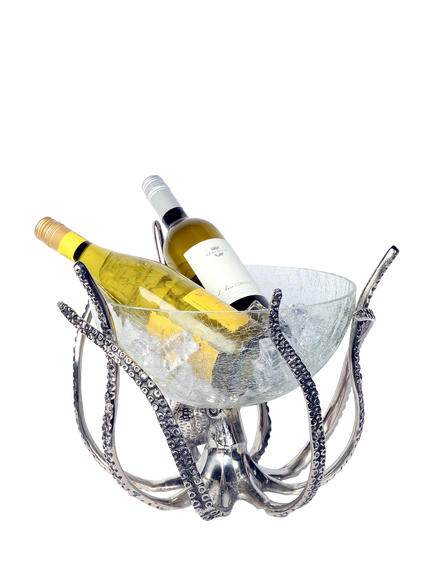 Culinary Concepts Octopus Aluminium Stand and Glass Crackle Bowl - view 2, 