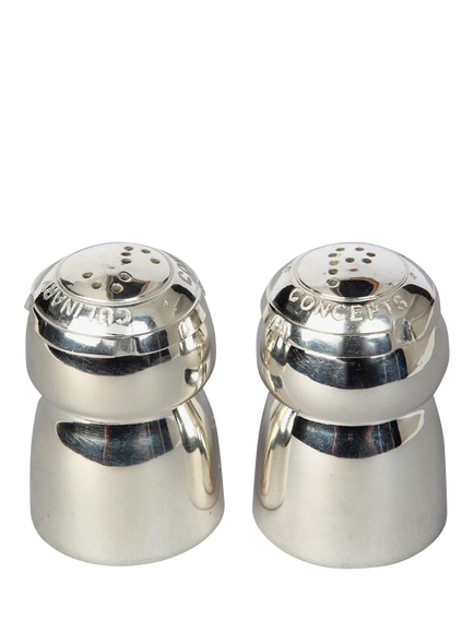 Culinary Concepts Champagne Cork Salt & Pepper Shaker Cruet Set, Silver Plated, 