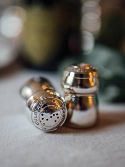 Culinary Concepts Champagne Cork Salt & Pepper Shaker Cruet Set, Silver Plated - view 2, 