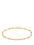 IBB 18ct Yellow Gold Diamond Cut Figaro Belcher Chain Bracelet, Gold
