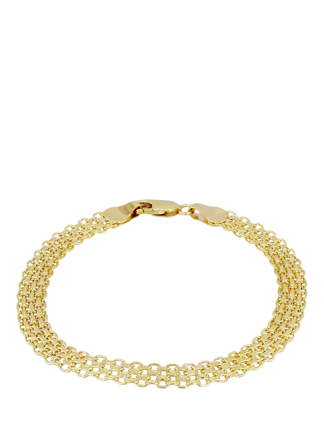 Product image 1 of 4, which shows IBB 18ct Yellow Gold Graduated Bismark Chain Bracelet, Gold